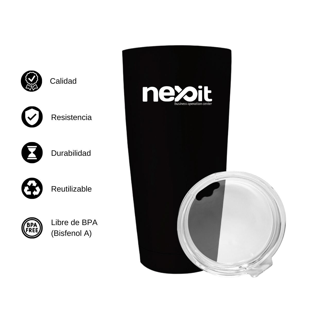 Termo Vaso Térmico 20 Oz Negro Personalizable Logo