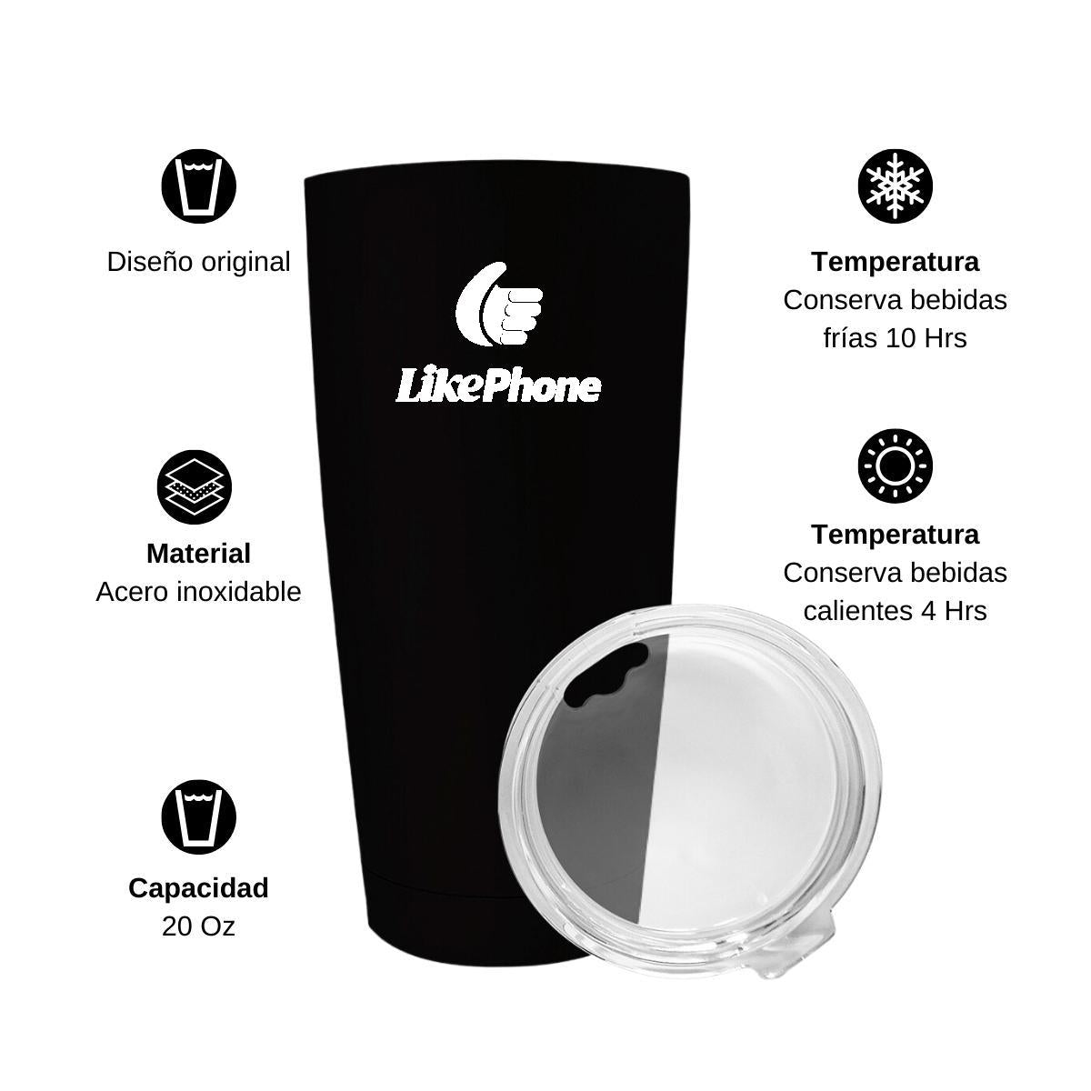 Termo Vaso Térmico 20 Oz Negro Personalizable Logo