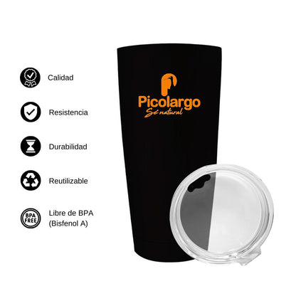 Termo Vaso Térmico 20 Oz Negro Personalizable Logo