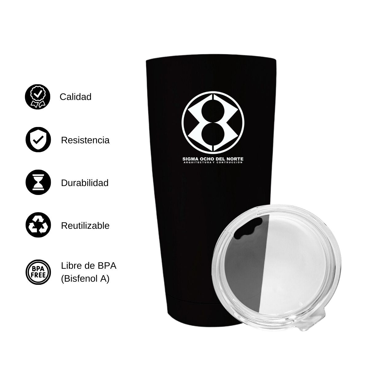 Termo Vaso Térmico 20 Oz Negro Personalizable Logo