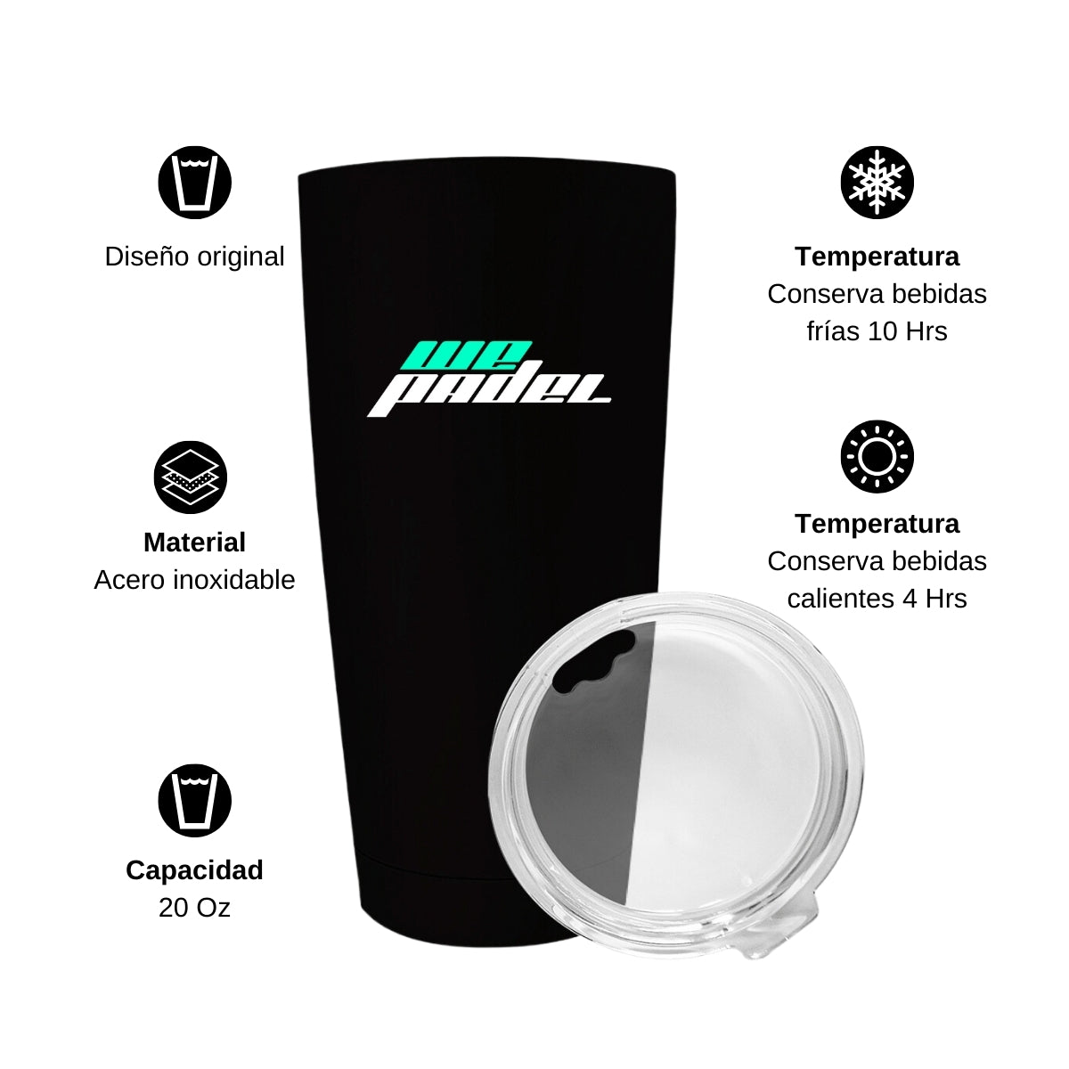 Termo Vaso Térmico 20 Oz Negro Personalizable Logo