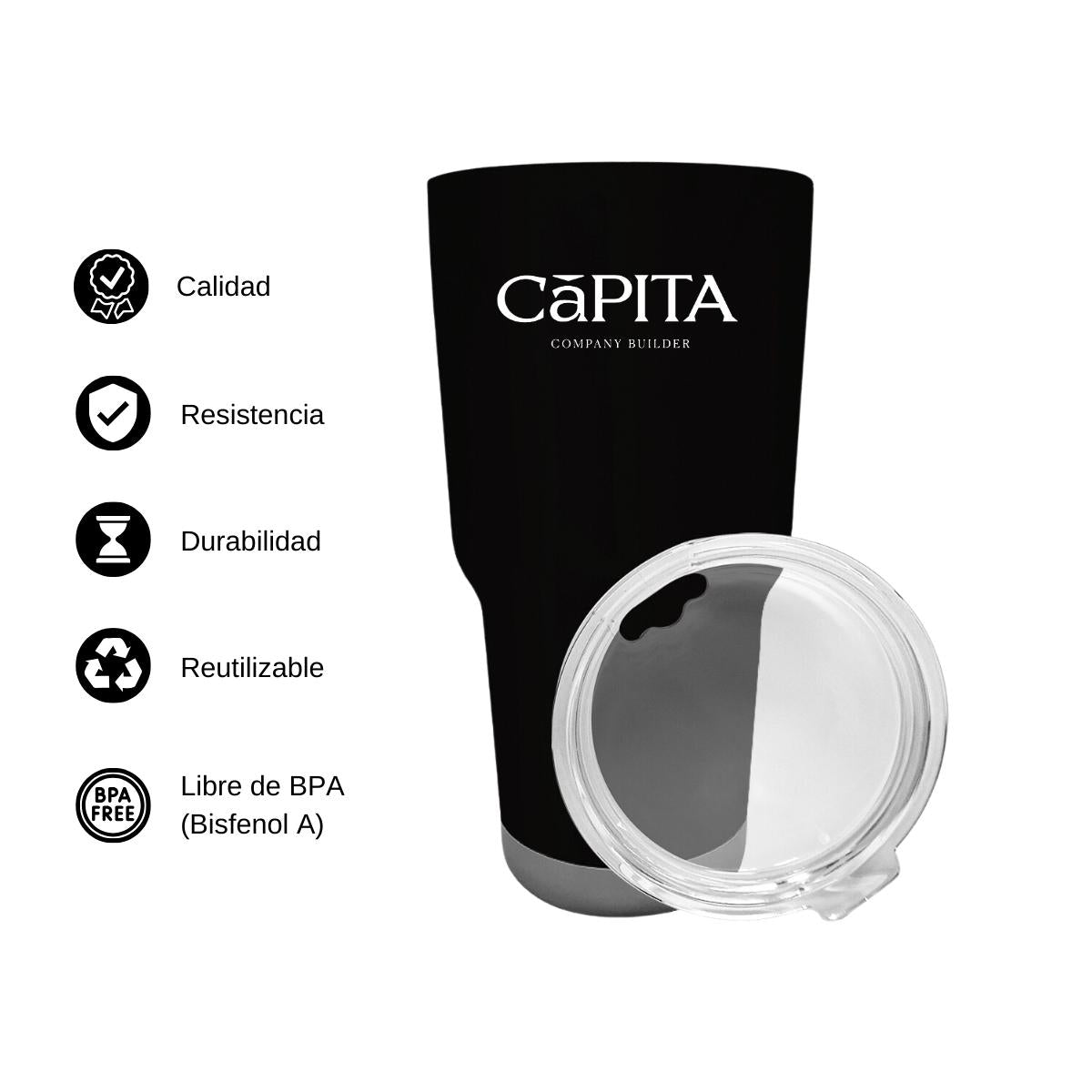 Termo Vaso Térmico 30 Oz Negro Personalizable Logo