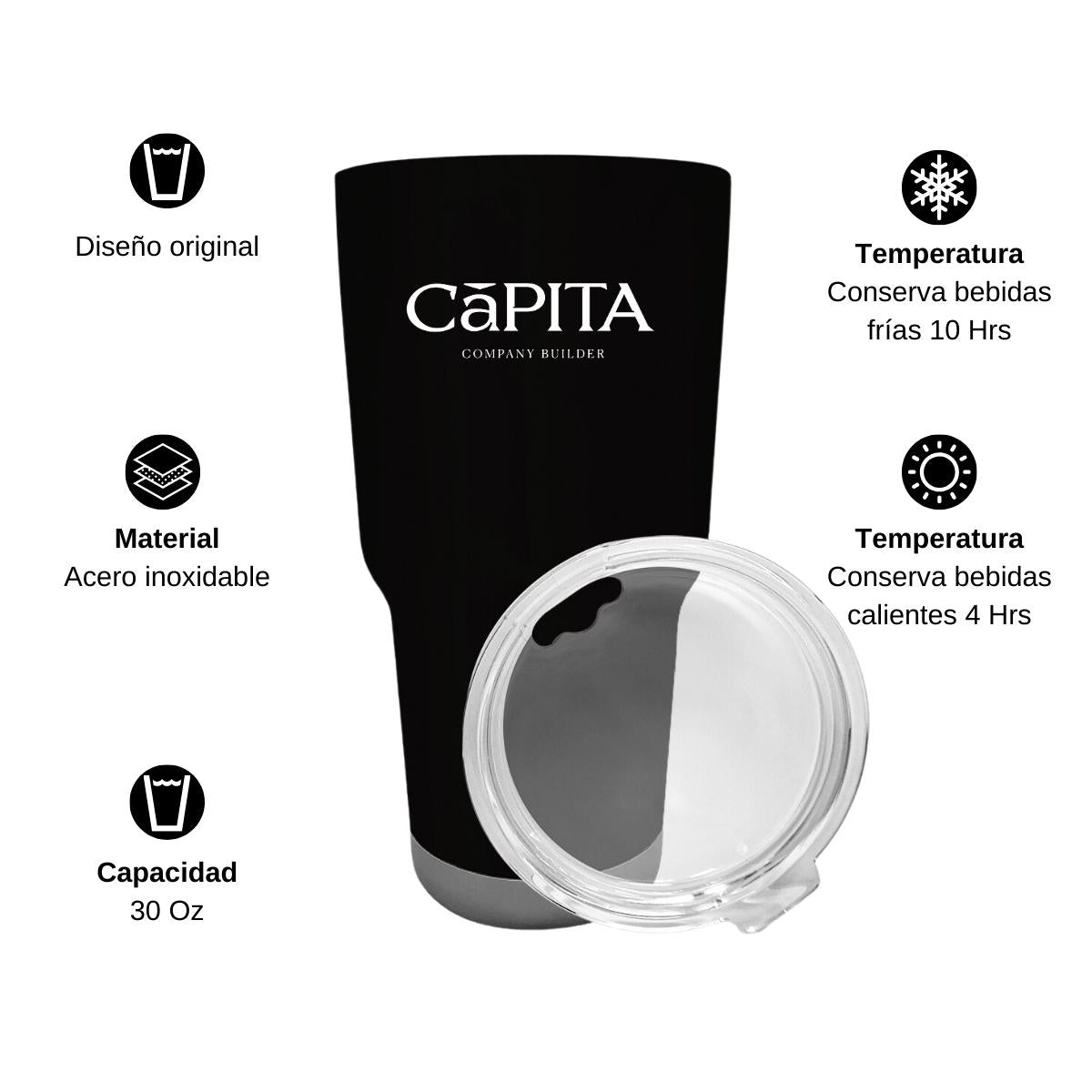 Termo Vaso Térmico 30 Oz Negro Personalizable Logo