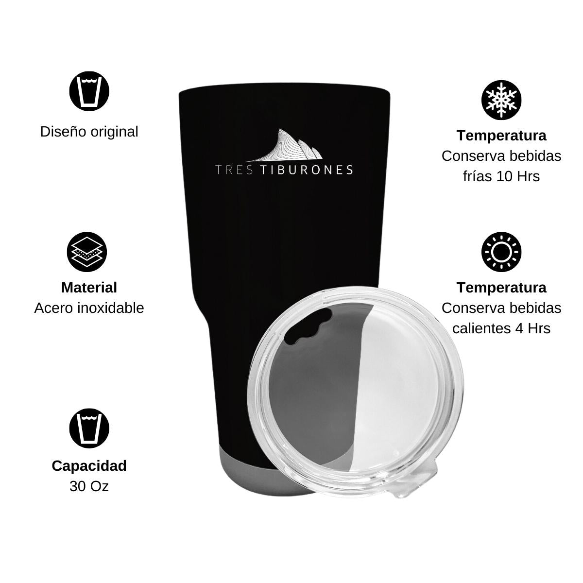 Termo Vaso Térmico 30 Oz Negro Personalizable Logo