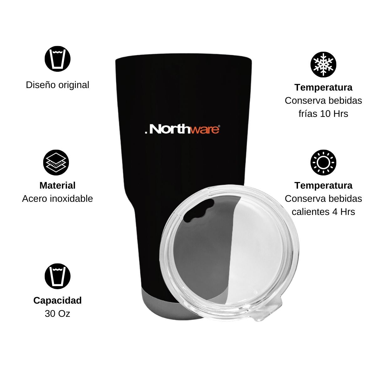 Termo Vaso Térmico 30 Oz Negro Personalizable Logo