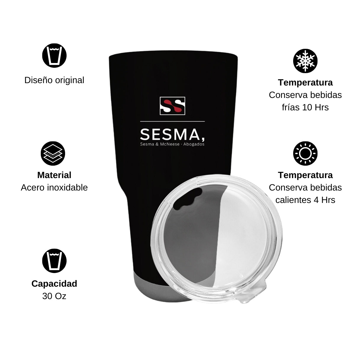 Termo Vaso Térmico 30 Oz Negro Personalizable Logo