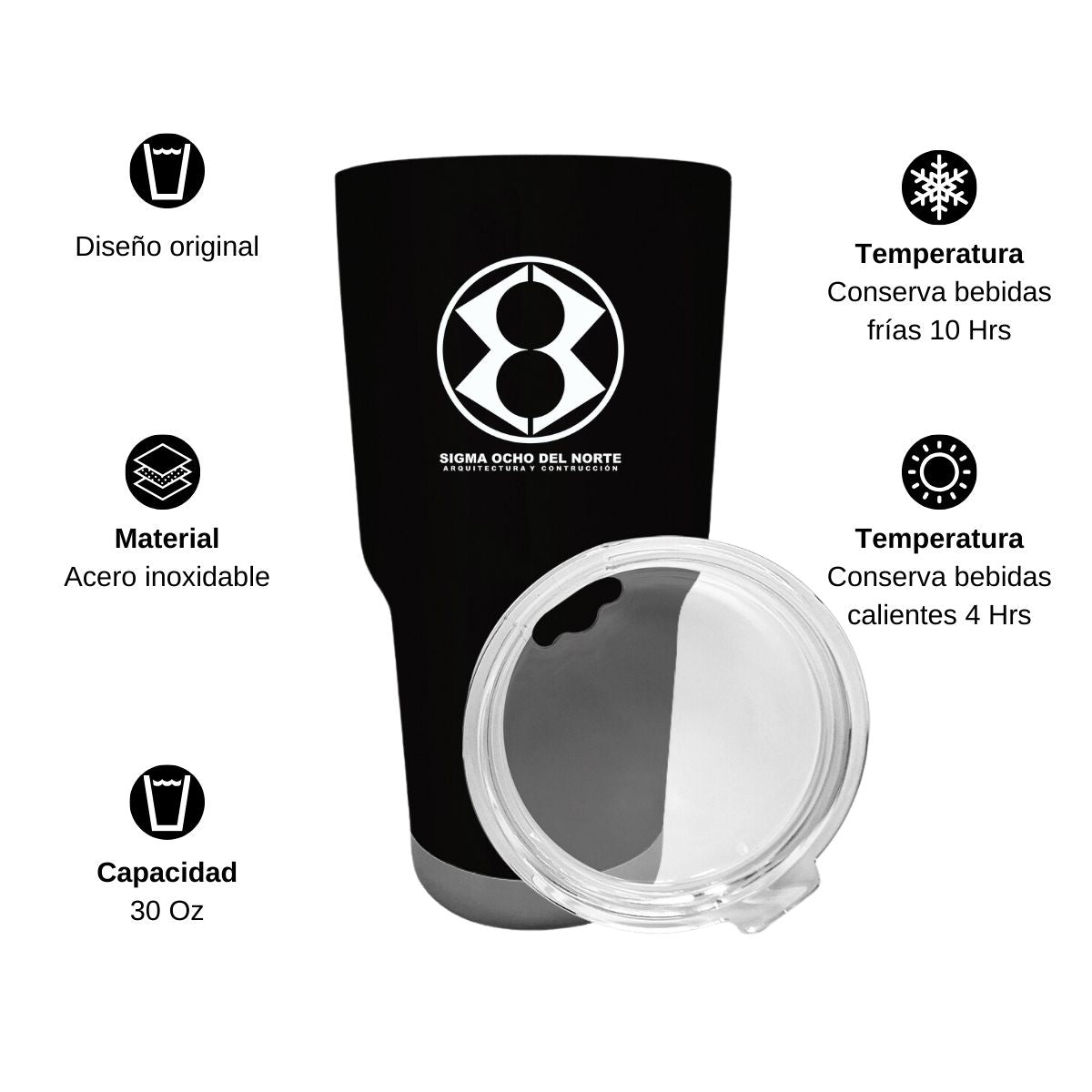 Termo Vaso Térmico 30 Oz Negro Personalizable Logo