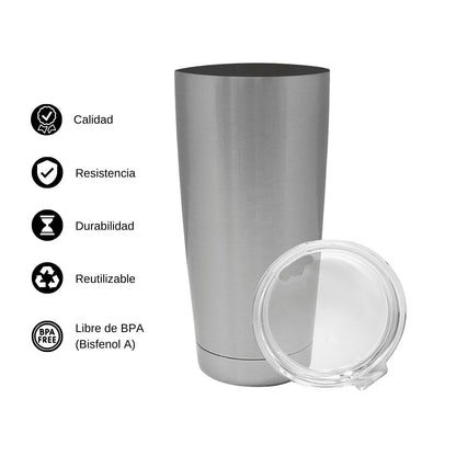 Termo Vaso Térmico 20 Oz Plata Personalizable Logo