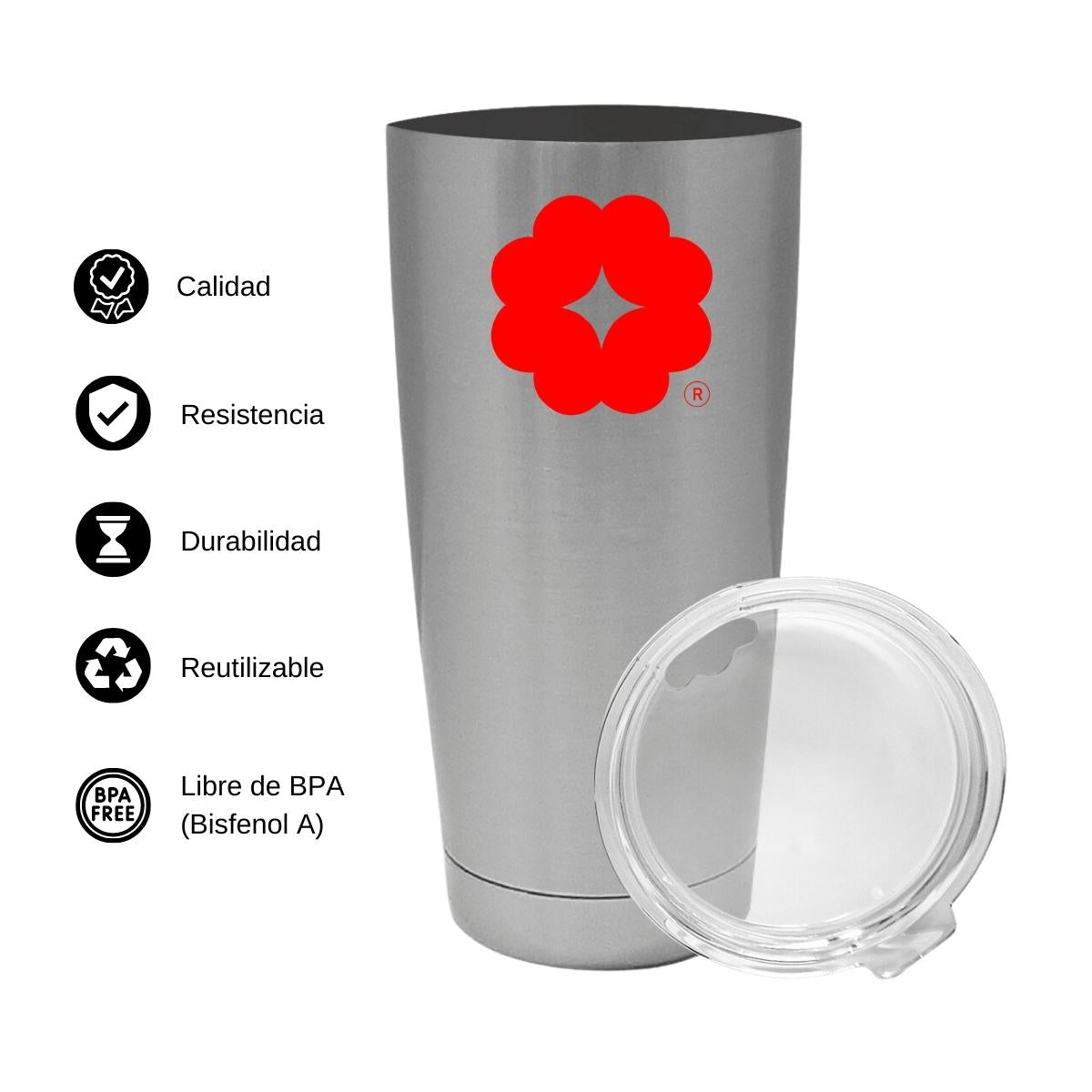 Termo Vaso Térmico 20 Oz Plata Personalizable Logo