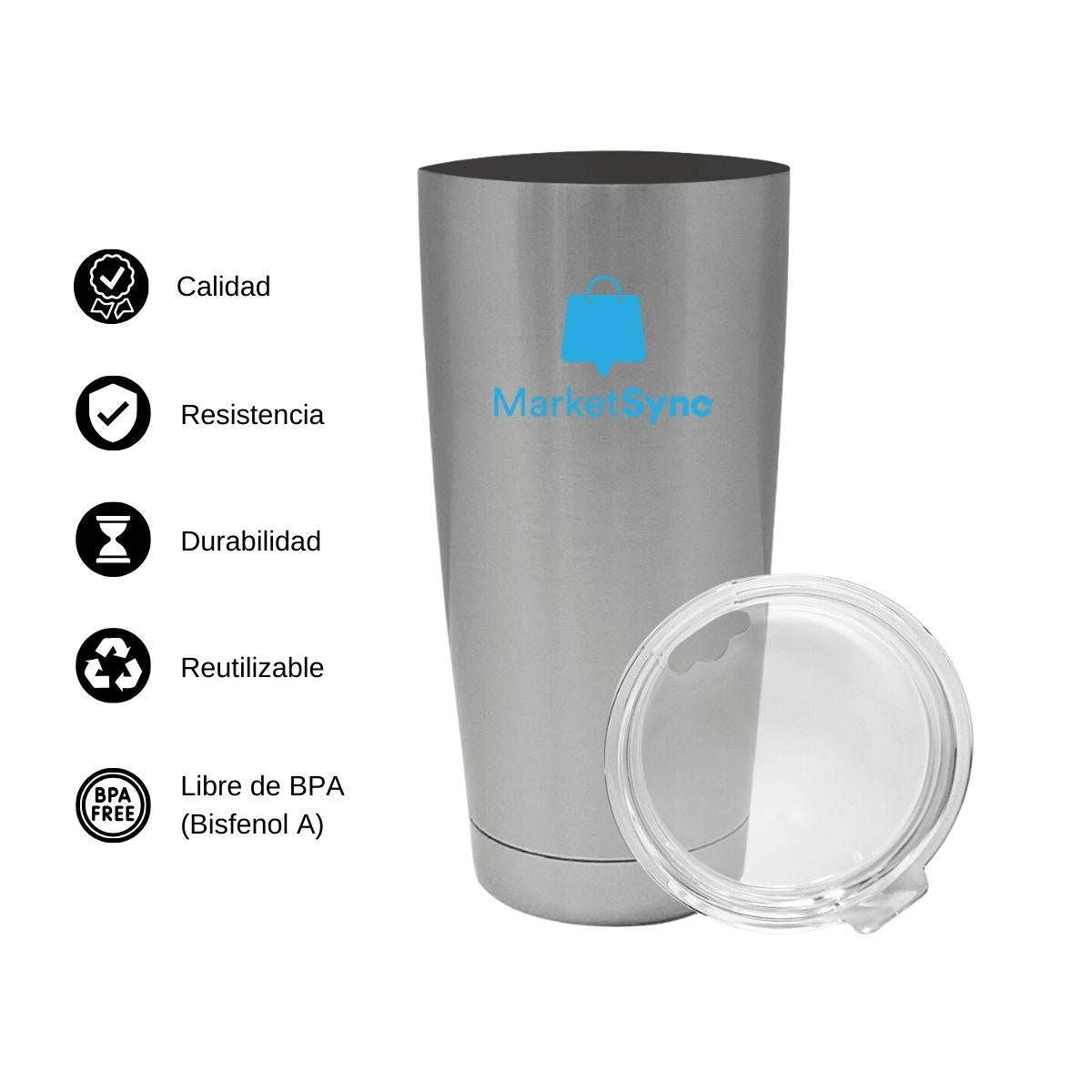 Termo Vaso Térmico 20 Oz Plata Personalizable Logo