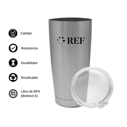 Termo Vaso Térmico 20 Oz Plata Personalizable Logo