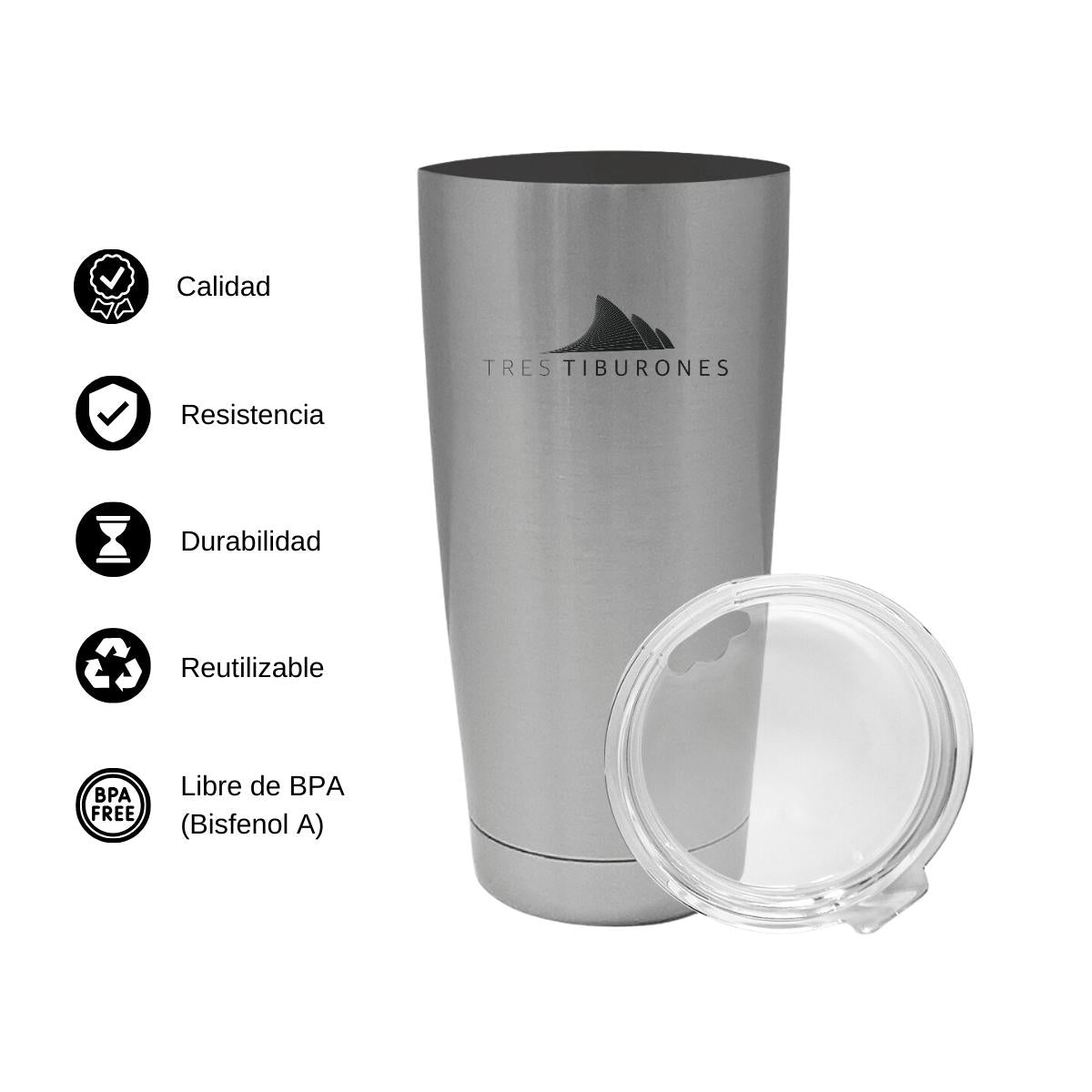 Termo Vaso Térmico 20 Oz Plata Personalizable Logo