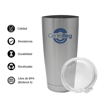 Termo Vaso Térmico 20 Oz Plata Personalizable Logo