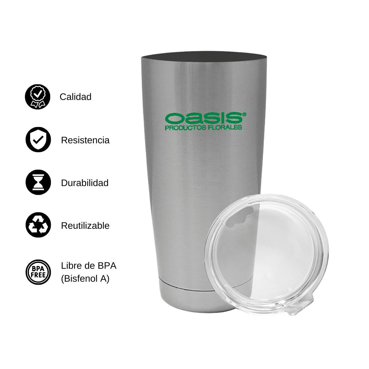 Termo Vaso Térmico 20 Oz Plata Personalizable Logo