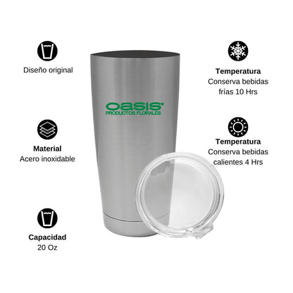 Termo Vaso Térmico 20 Oz Plata Personalizable Logo
