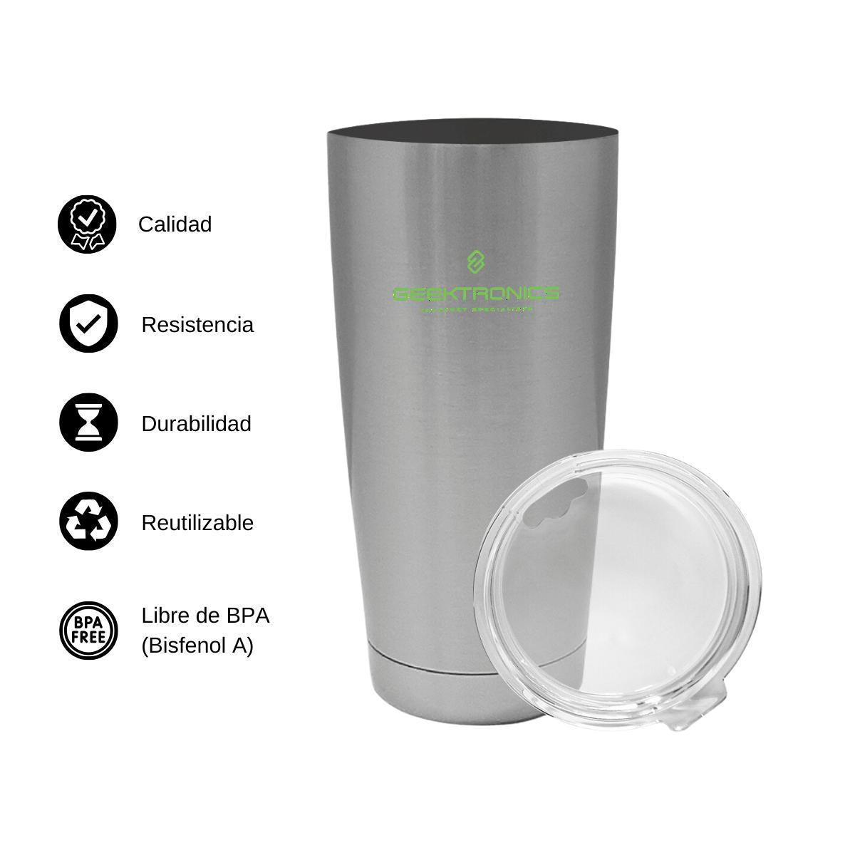 Termo Vaso Térmico 20 Oz Plata Personalizable Logo
