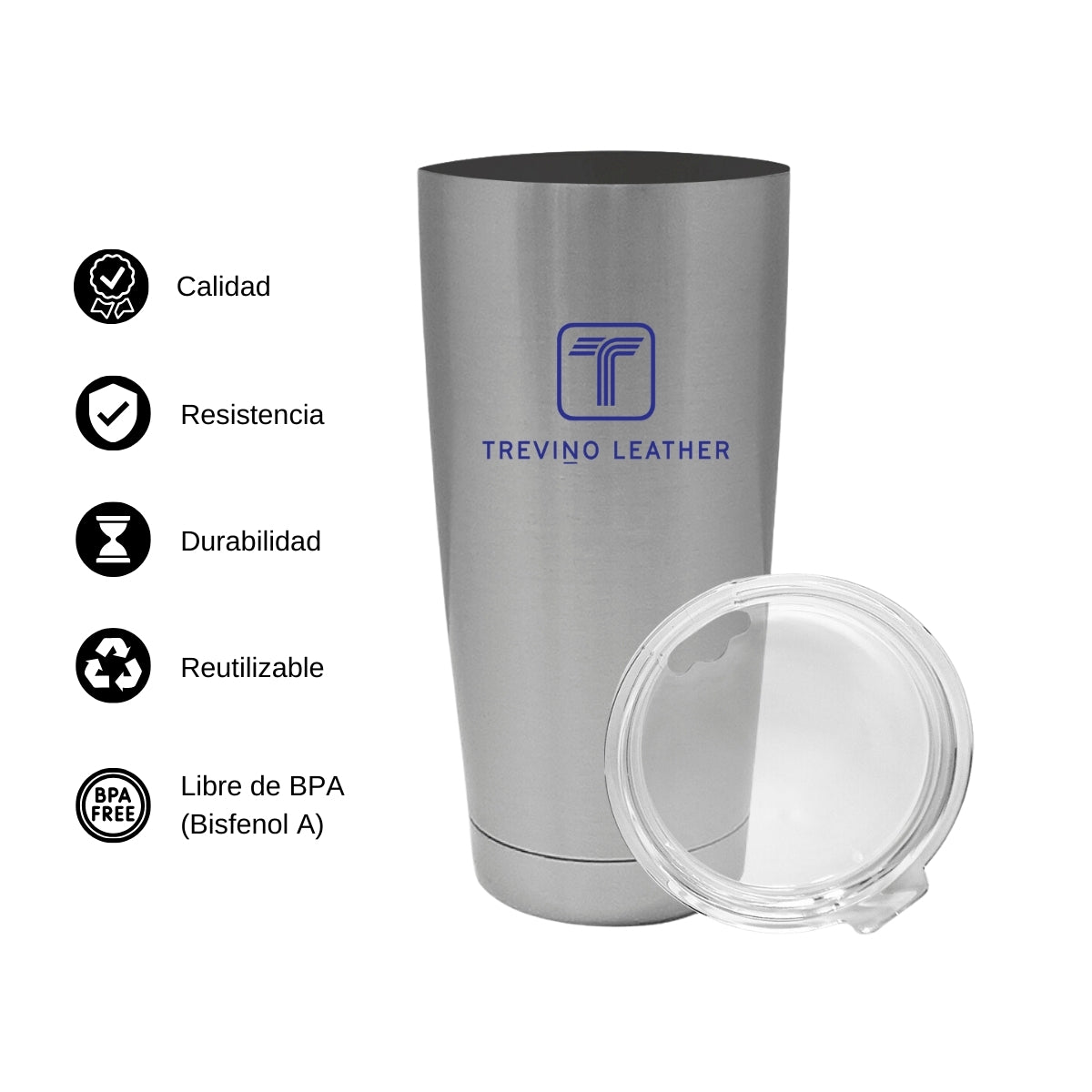 Termo Vaso Térmico 20 Oz Plata Personalizable Logo