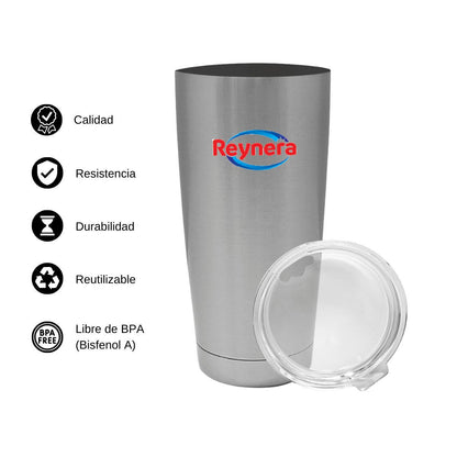 Termo Vaso Térmico 20 Oz Plata Personalizable Logo