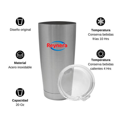 Termo Vaso Térmico 20 Oz Plata Personalizable Logo
