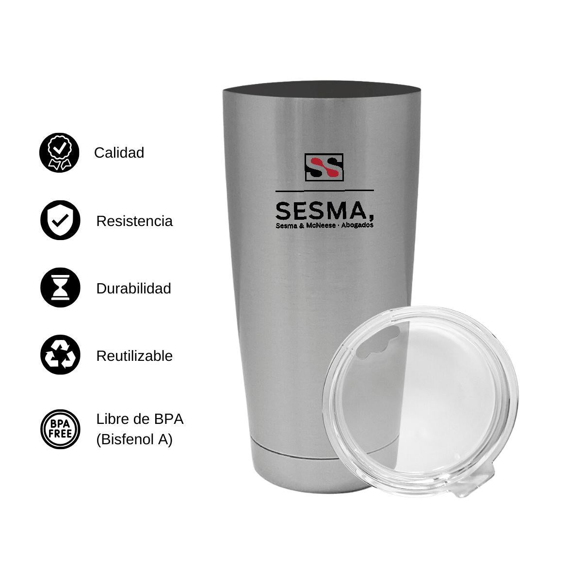 Termo Vaso Térmico 20 Oz Plata Personalizable Logo