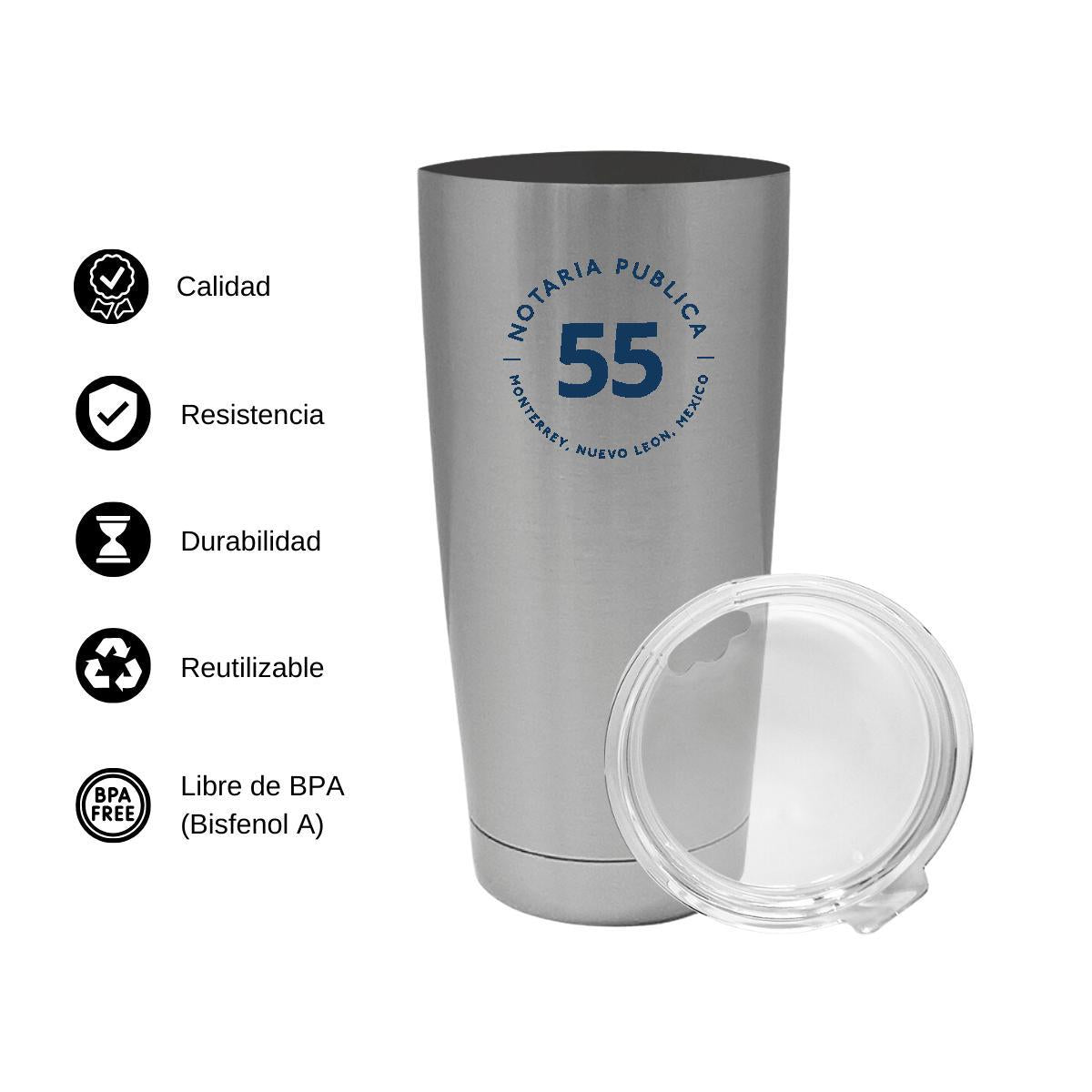 Termo Vaso Térmico 20 Oz Plata Personalizable Logo