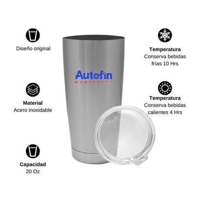 Termo Vaso Térmico 20 Oz Plata Personalizable Logo
