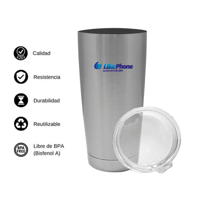 Termo Vaso Térmico 20 Oz Plata Personalizable Logo