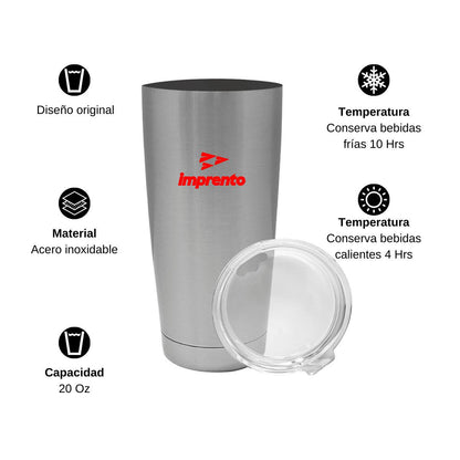 Termo Vaso Térmico 20 Oz Plata Personalizable Logo