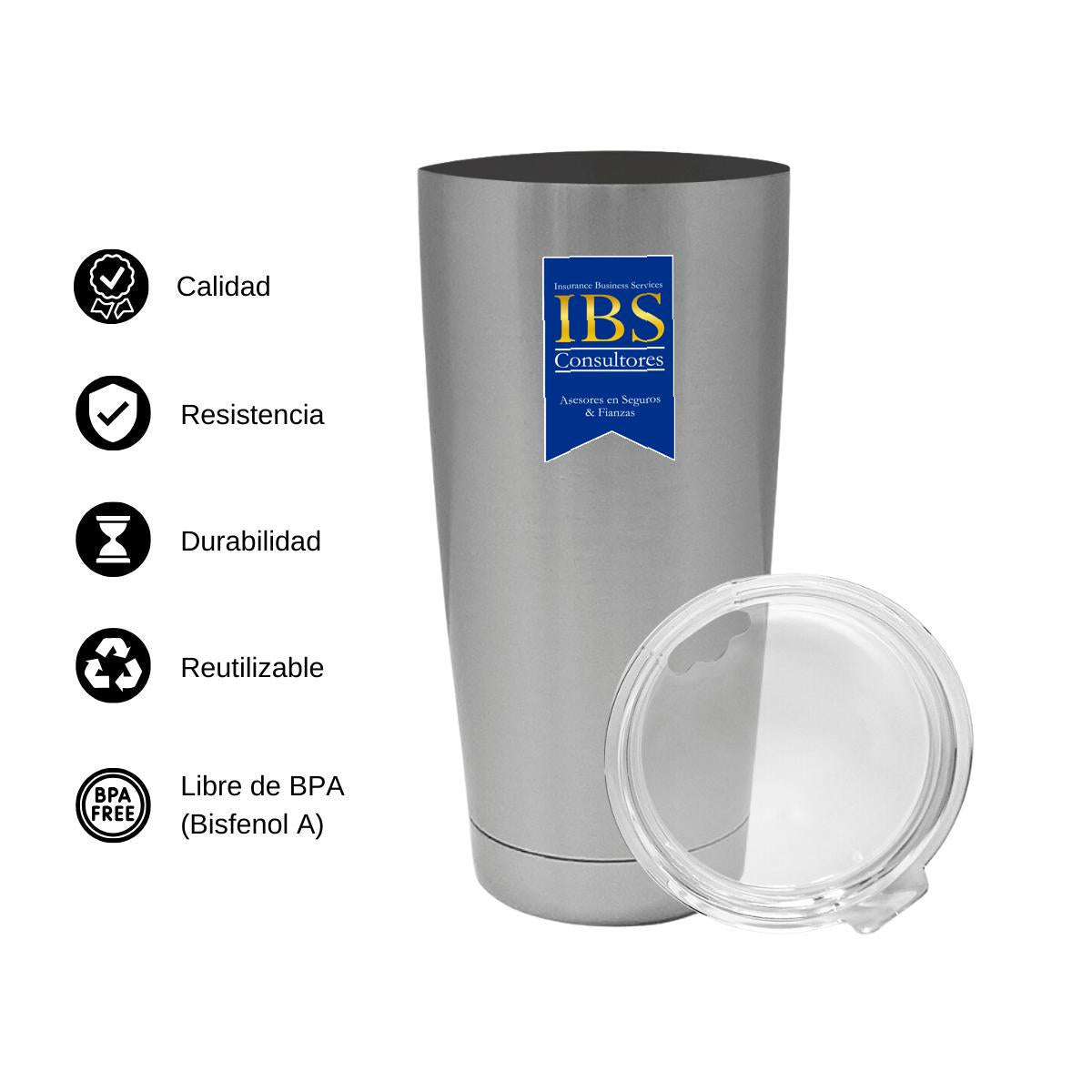 Termo Vaso Térmico 20 Oz Plata Personalizable Logo