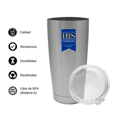 Termo Vaso Térmico 20 Oz Plata Personalizable Logo