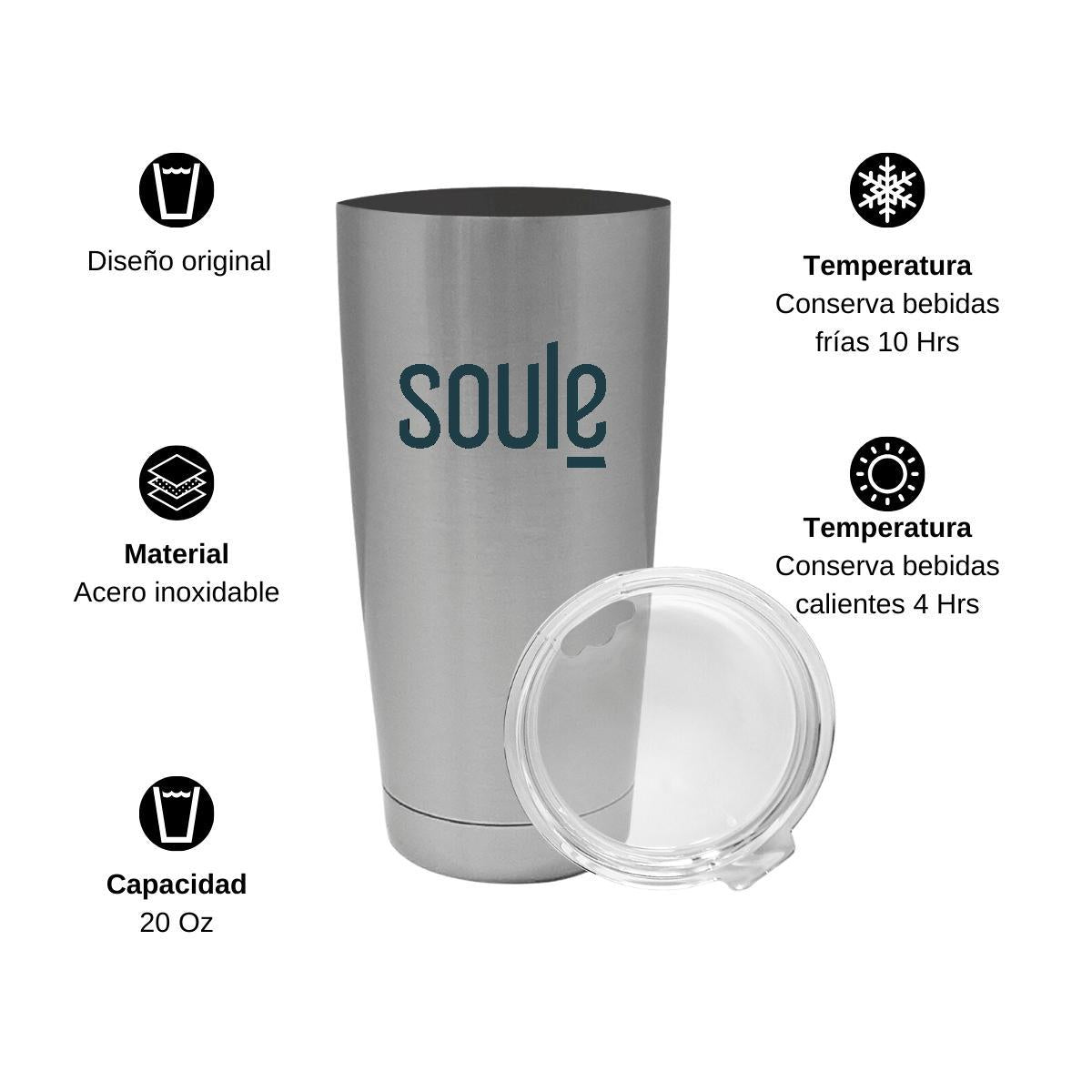 Termo Vaso Térmico 20 Oz Plata Personalizable Logo