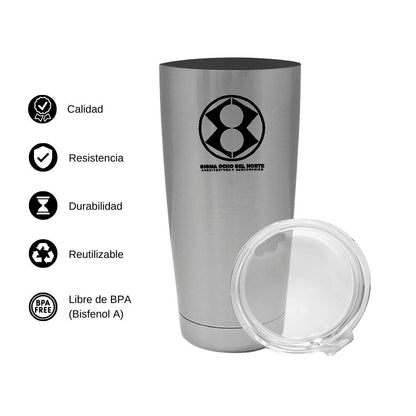 Termo Vaso Térmico 20 Oz Plata Personalizable Logo