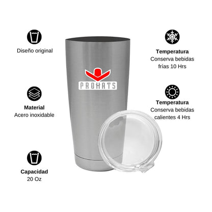 Termo Vaso Térmico 20 Oz Plata Personalizable Logo