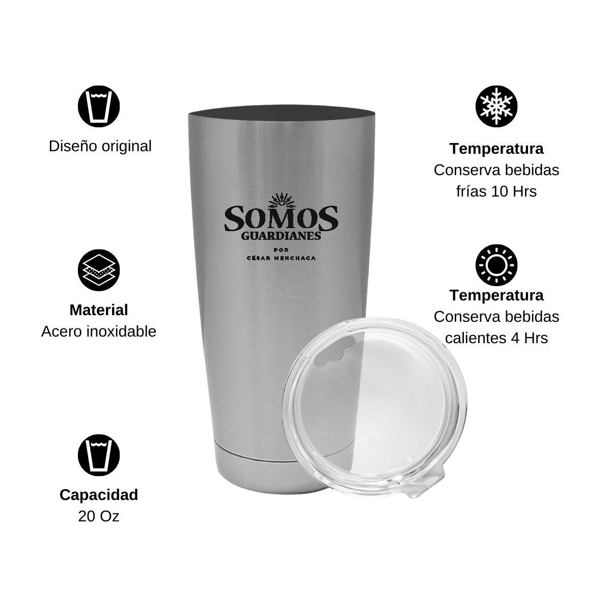 Termo Vaso Térmico 20 Oz Plata Personalizable Logo