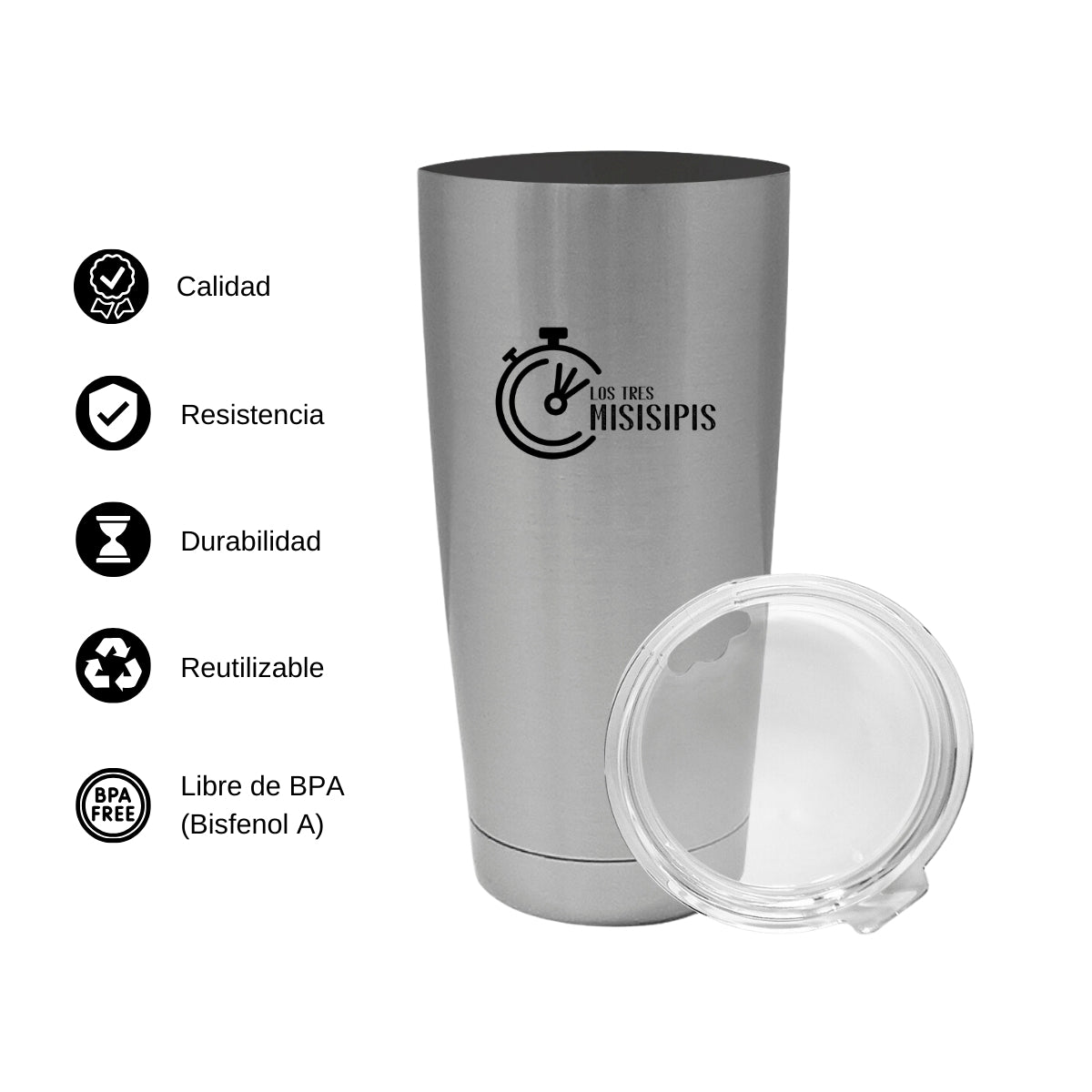 Termo Vaso Térmico 20 Oz Plata Personalizable Logo