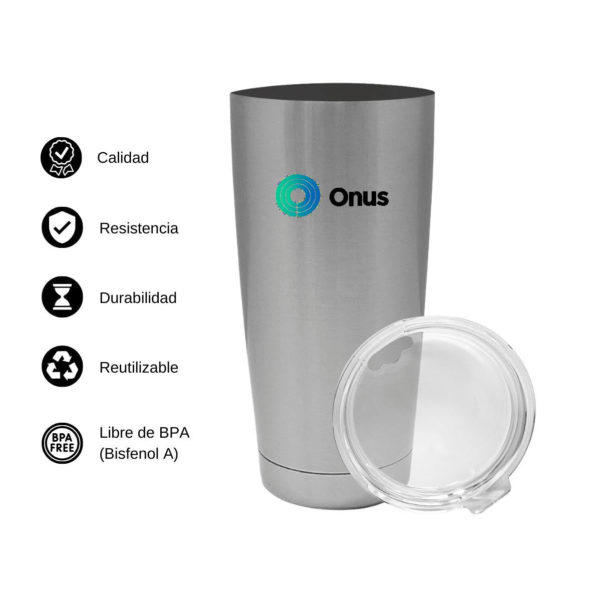 Termo Vaso Térmico 20 Oz Plata Personalizable Logo