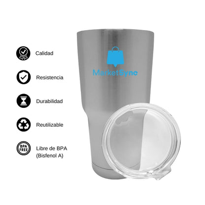 Termo Vaso Térmico 30 Oz Plata Personalizable Logo