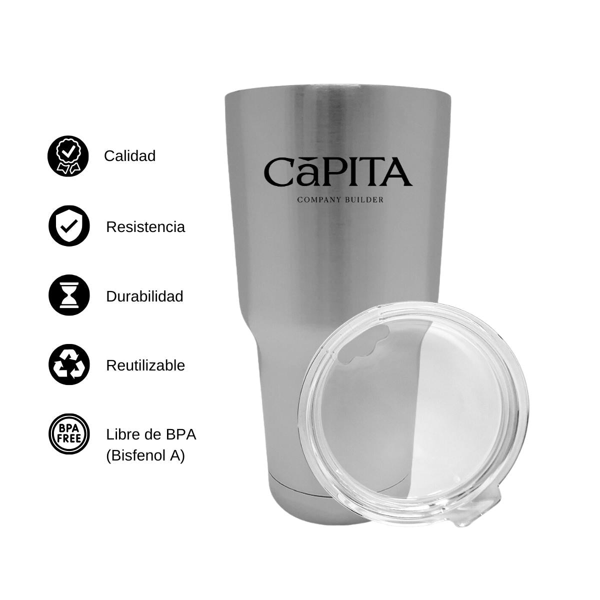 Termo Vaso Térmico 30 Oz Plata Personalizable Logo