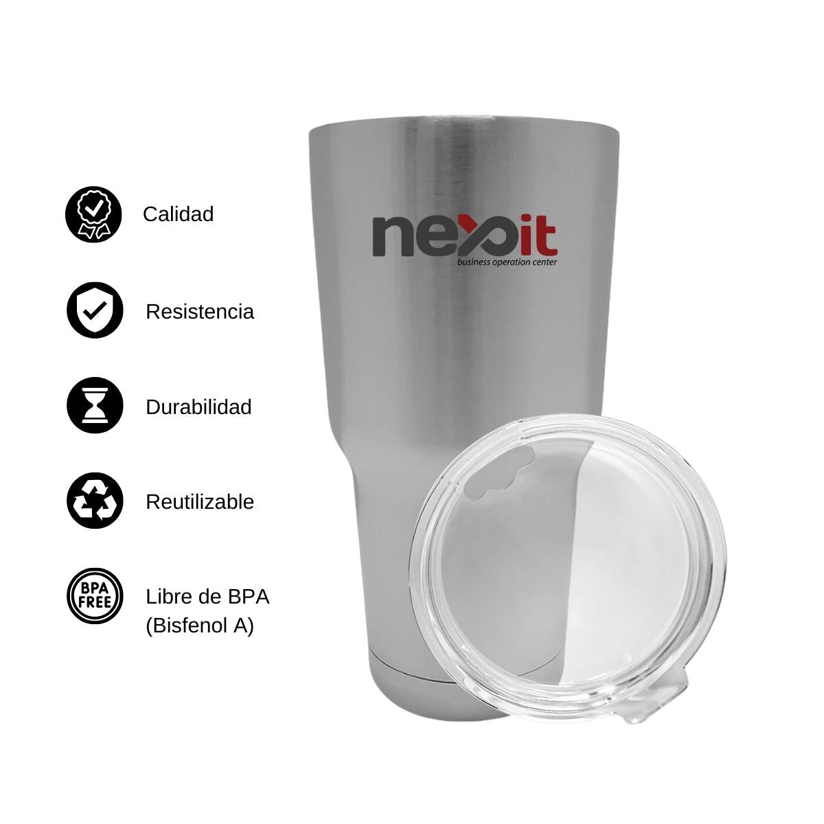 Termo Vaso Térmico 30 Oz Plata Personalizable Logo