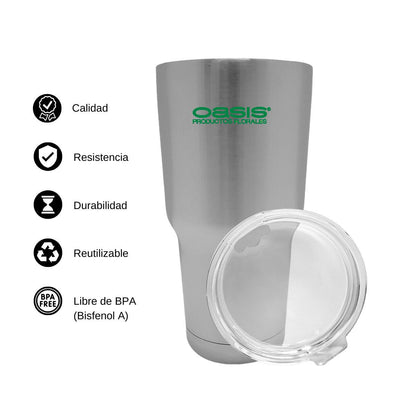 Termo Vaso Térmico 30 Oz Plata Personalizable Logo
