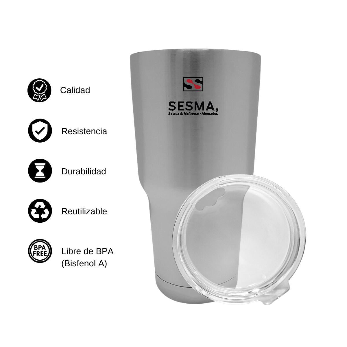 Termo Vaso Térmico 30 Oz Plata Personalizable Logo