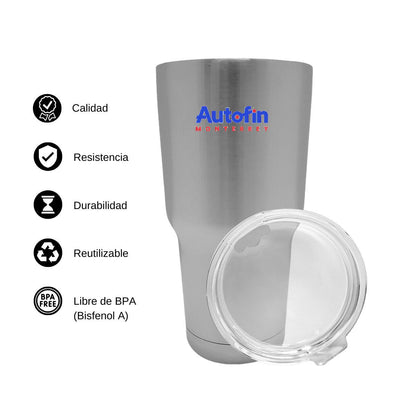 Termo Vaso Térmico 30 Oz Plata Personalizable Logo