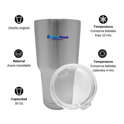 Termo Vaso Térmico 30 Oz Plata Personalizable Logo
