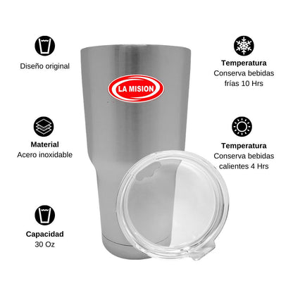 Termo Vaso Térmico 30 Oz Plata Personalizable Logo