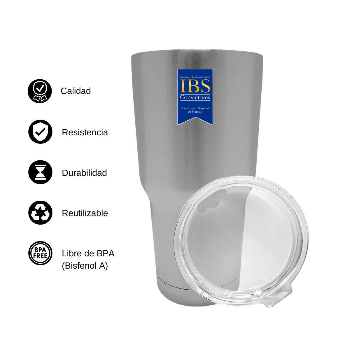 Termo Vaso Térmico 30 Oz Plata Personalizable Logo