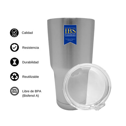 Termo Vaso Térmico 30 Oz Plata Personalizable Logo