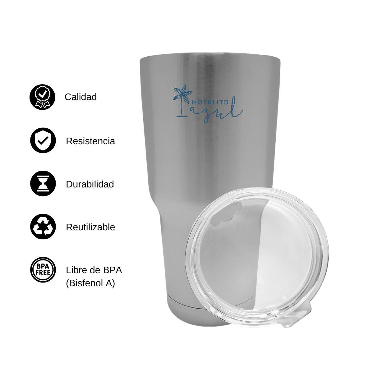 Termo Vaso Térmico 30 Oz Plata Personalizable Logo