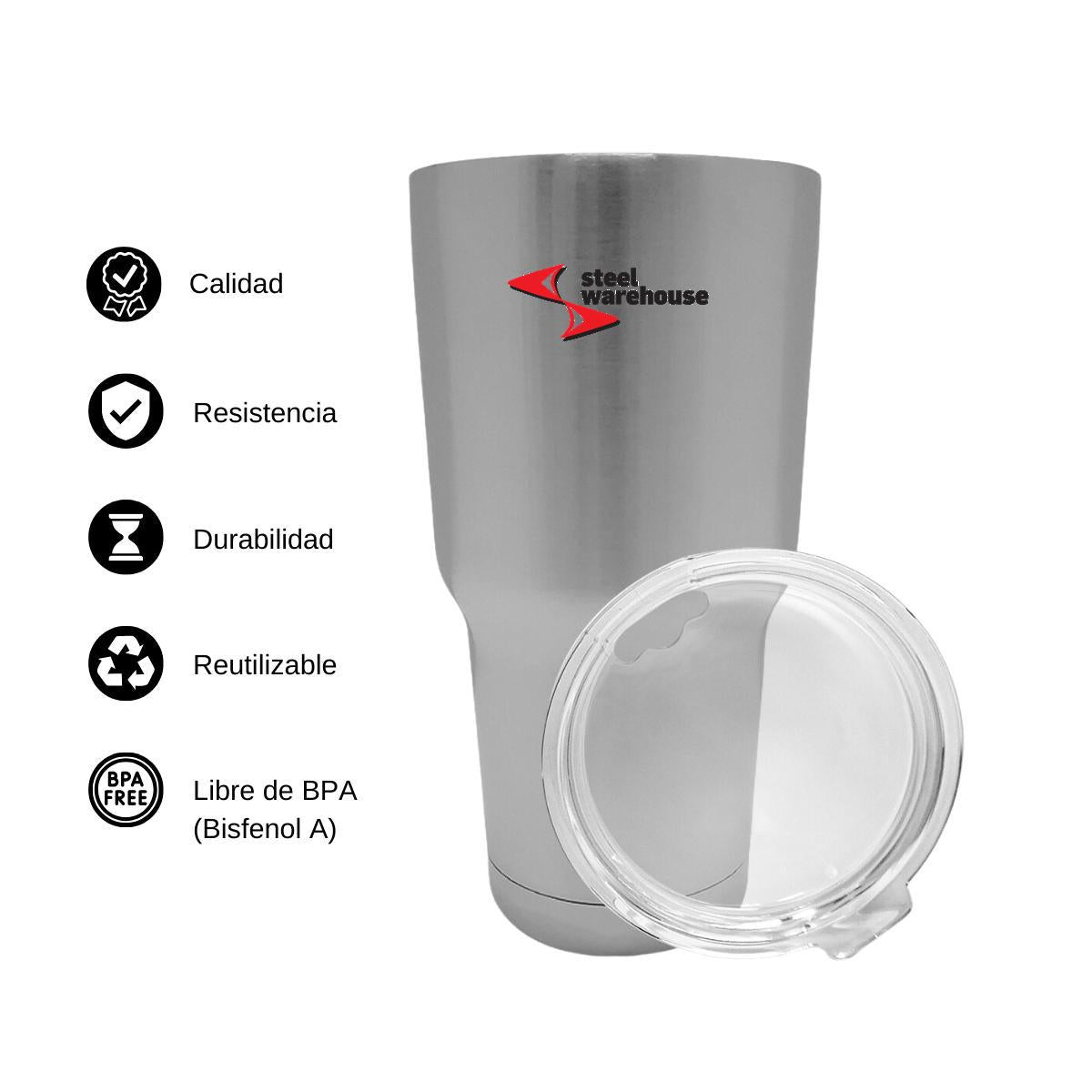 Termo Vaso Térmico 30 Oz Plata Personalizable Logo