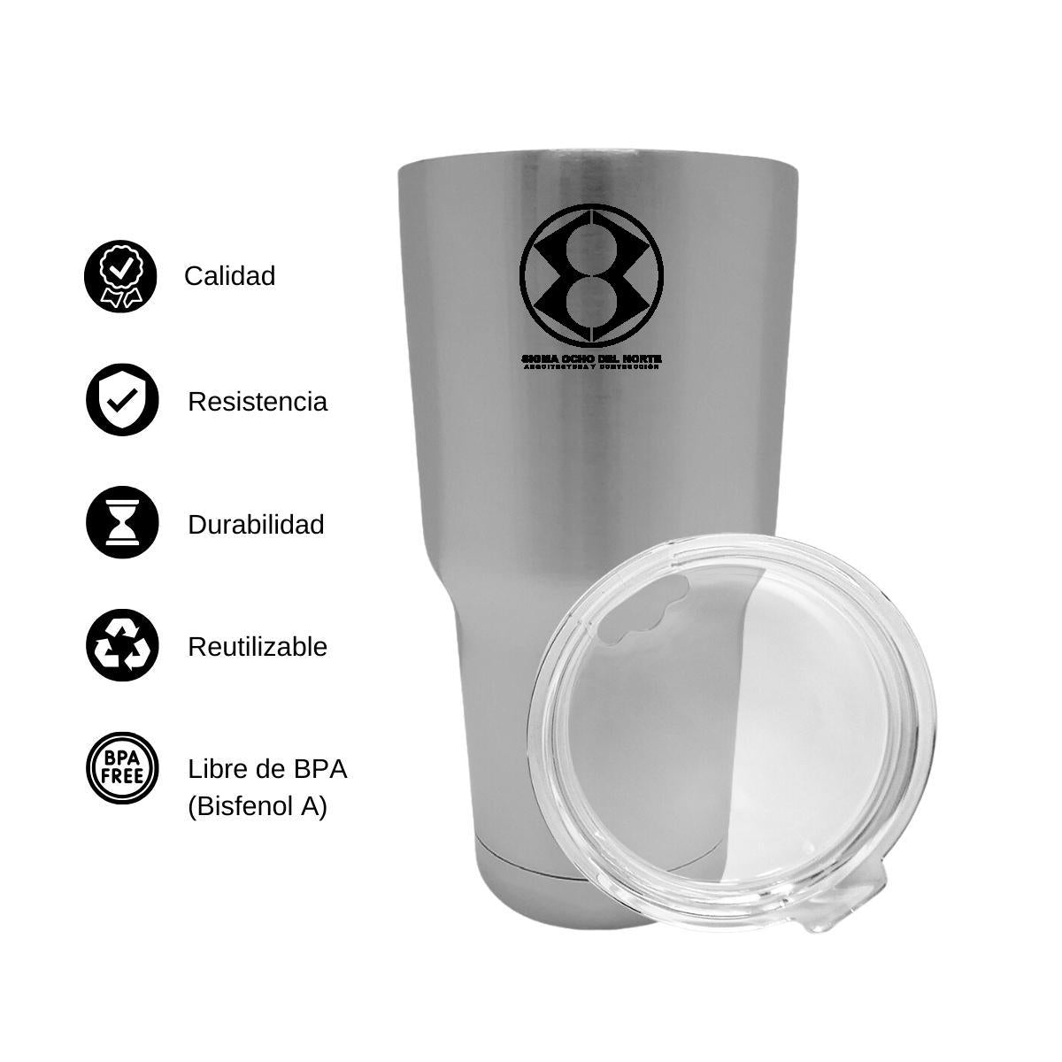 Termo Vaso Térmico 30 Oz Plata Personalizable Logo
