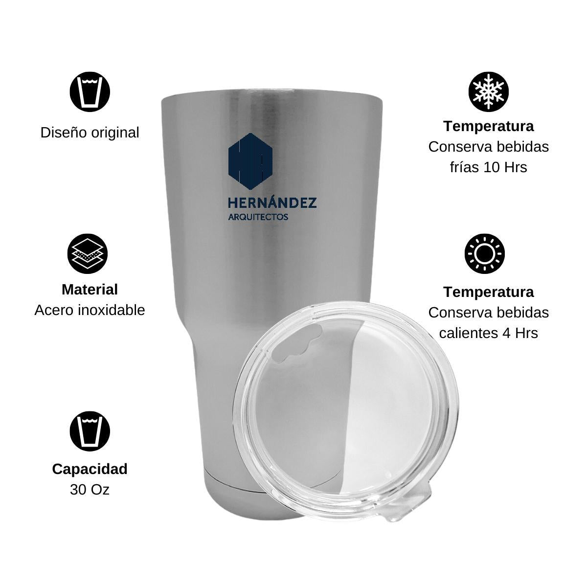 Termo Vaso Térmico 30 Oz Plata Personalizable Logo